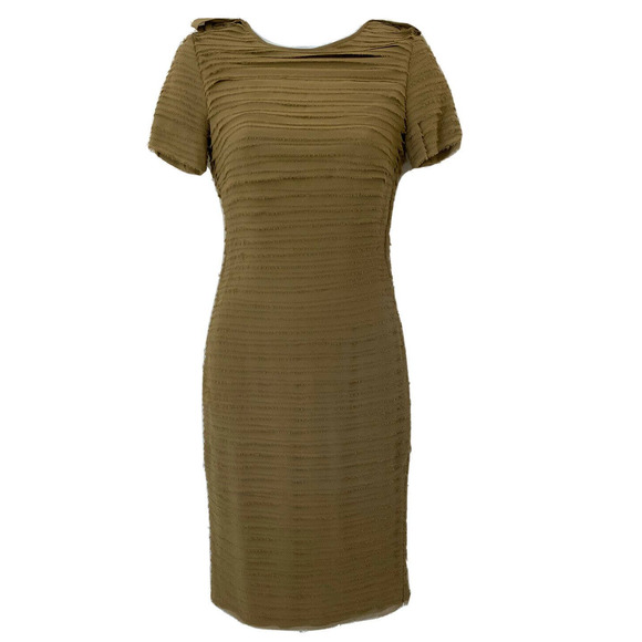 Burberry Sheath Silk Dress Tiered Fringe Short Sleeve Beige Round Neck 2… - Picture 1 of 9
